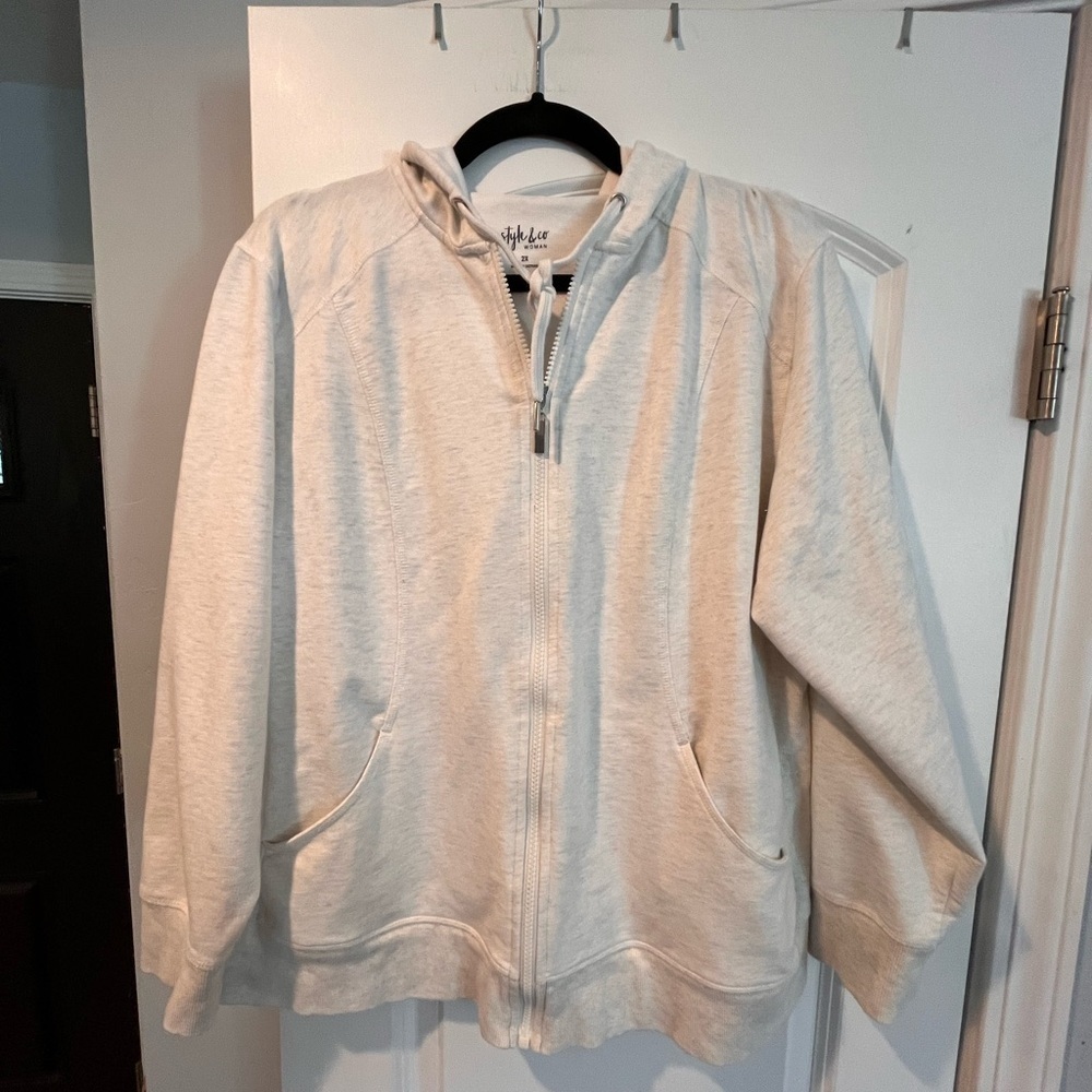~Style & Co.~ Light Beige Zip-Up Hoodie